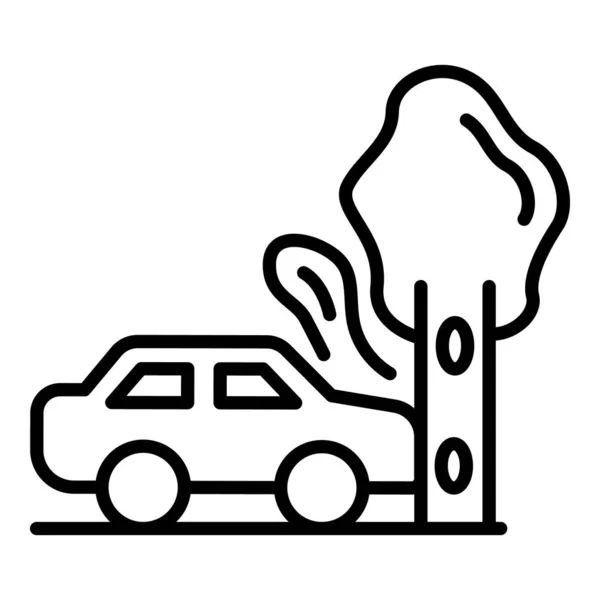 Піктограма аварії на дереві автомобіля, стиль контуру — стоковий вектор