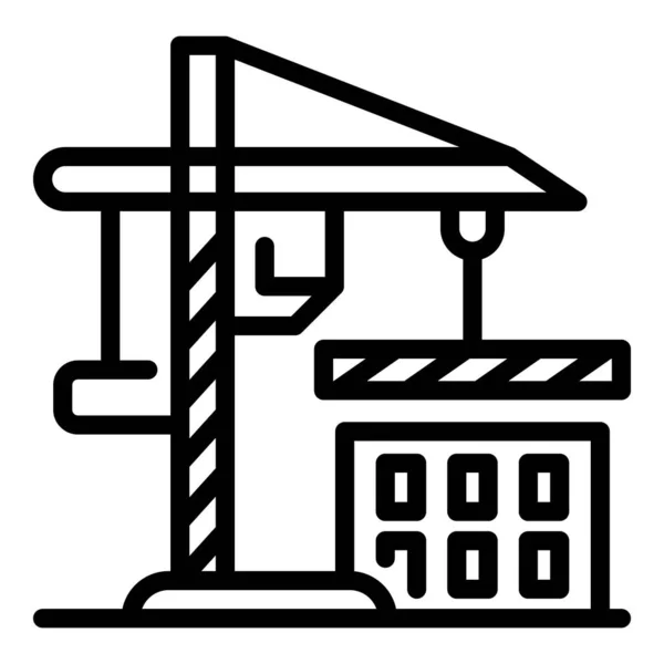 Icono de la grúa de construcción, estilo de esquema — Vector de stock