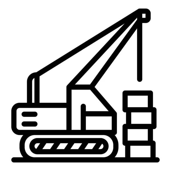 Icono de excavadora de construcción, estilo de esquema — Vector de stock