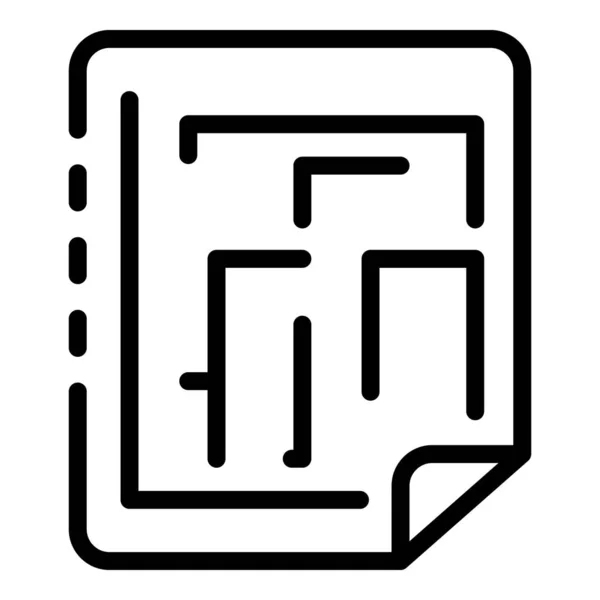 Újjáépítési papír terv ikon, körvonalazott stílus — Stock Vector