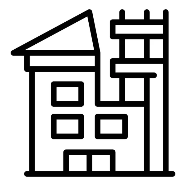 Ikona rekonstrukcji dachu, w stylu konturu — Wektor stockowy