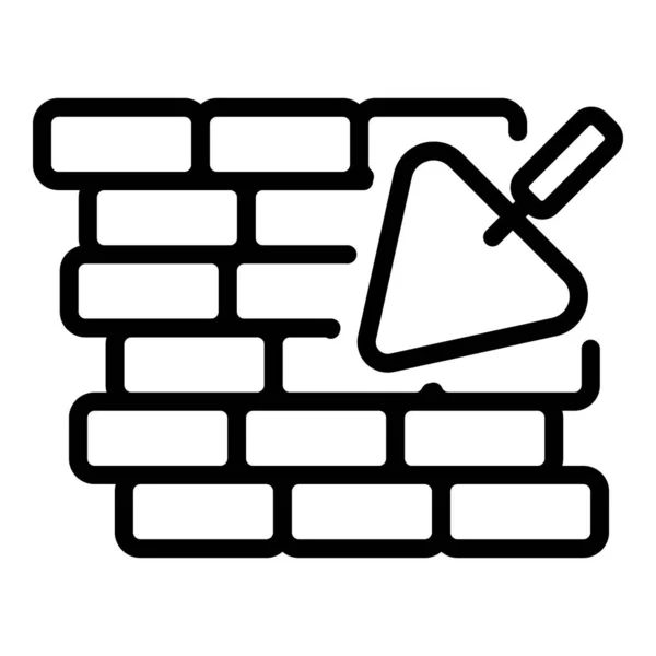 Trowel brick wall icon, outline style — Stok Vektör