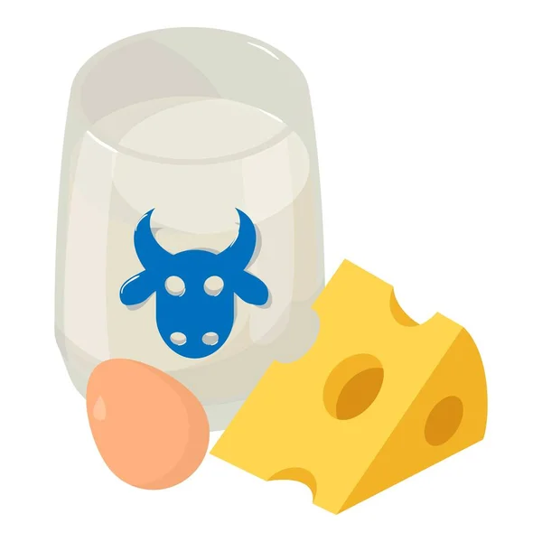 Γάλακτος εικονίδιο τροφίμων, ισομετρικό στυλ — Διανυσματικό Αρχείο