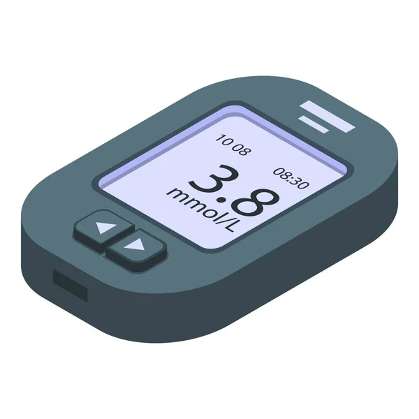 Tester ícone medidor de glicose, estilo isométrico — Vetor de Stock