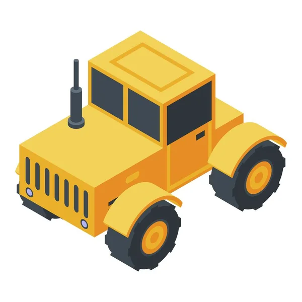 Icono amarillo tractor, estilo isométrico — Vector de stock