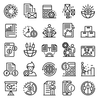 Estimator icons set, outline style