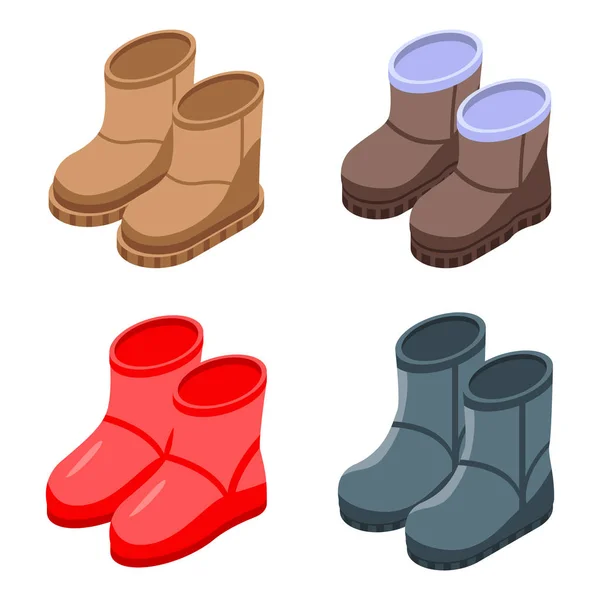 Ugg boots icons set, isometric style — Stock Vector