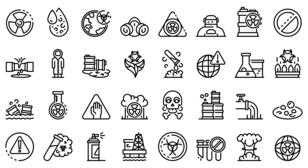 Biohazard icons set, outline style — Stock vektor