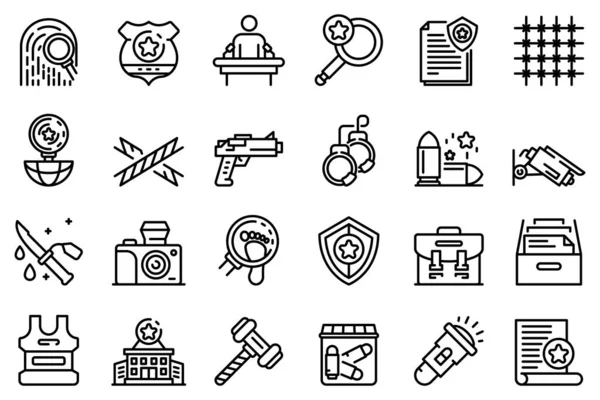 Investigator icons set, outline style — Stockvektor