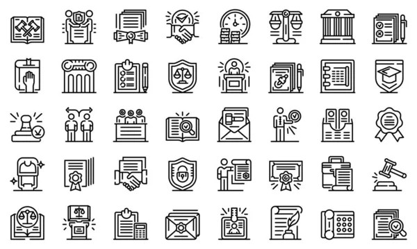 Notary icons set, outline style — Stok Vektör