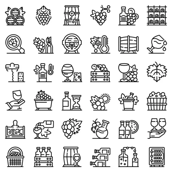 Winemaker icons set, outline style — Stock Vector