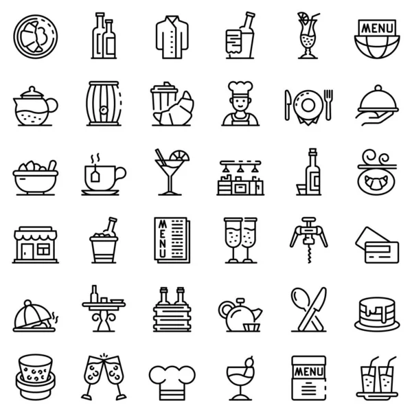 Restaurateur icons set, outline style — Stock Vector