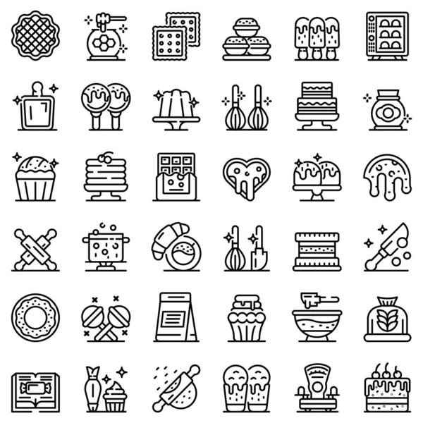 Confectioner icons set, outline style — 图库矢量图片