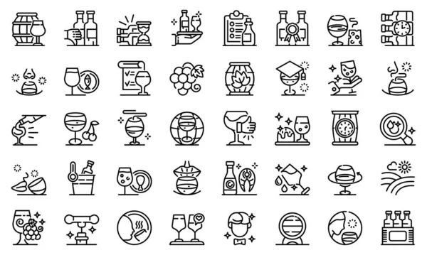 Sommelier icons set, outline style — Stock vektor