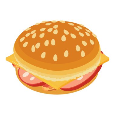 Tasty cheeseburger icon, isometric style