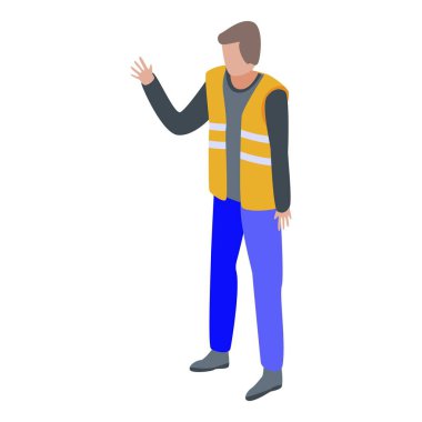 Parcel warehouse worker icon, isometric style