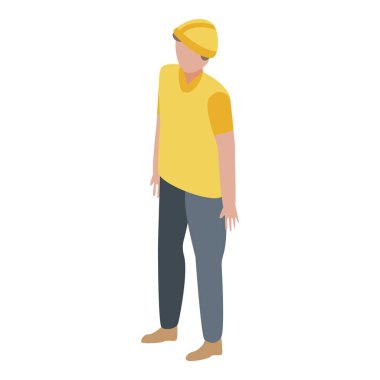 Port cargo worker icon, isometric style