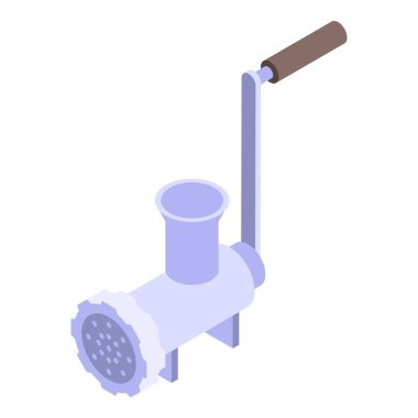 Hand meat grinder icon, isometric style