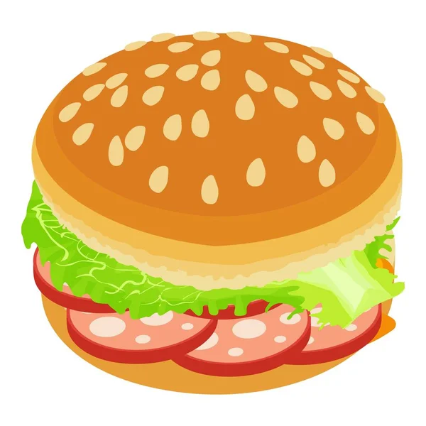 Delicioso icono de hamburguesa, estilo isométrico — Vector de stock