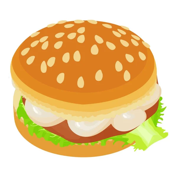 Hamburger ikon, izometrikus stílus — Stock Vector