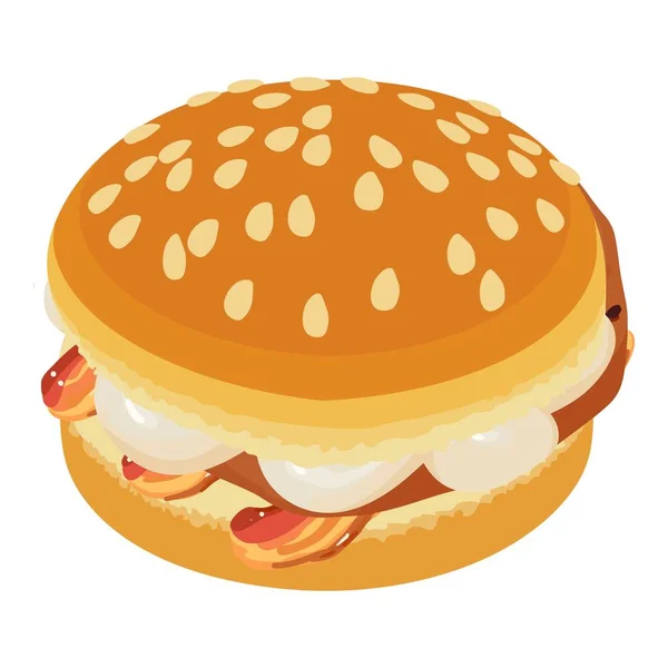 Icono de hamburguesa casera, estilo isométrico — Archivo Imágenes Vectoriales