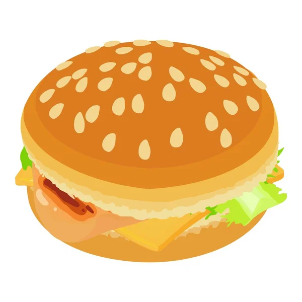 Classic cheeseburger icon, isometric style — 스톡 벡터