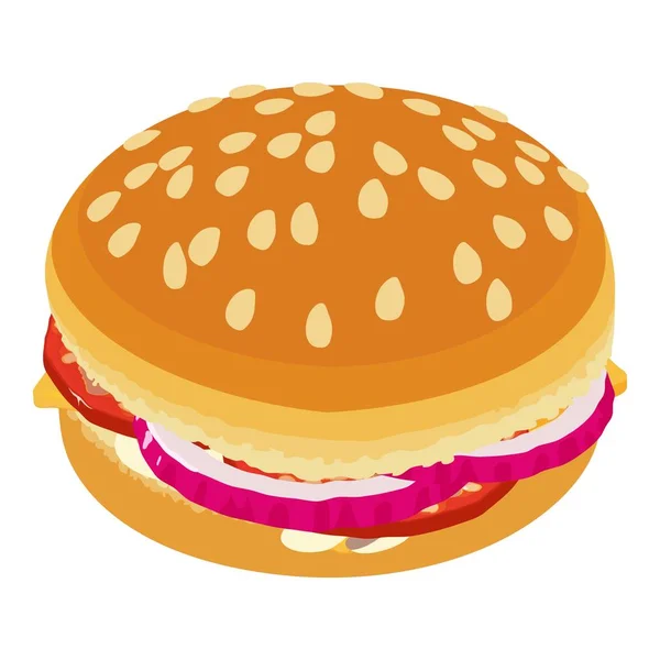 Icono de hamburguesa jugosa, estilo isométrico — Archivo Imágenes Vectoriales