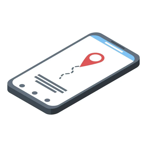 Parcel smartphone tracking icon, isometric style