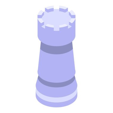 White rook icon, isometric style