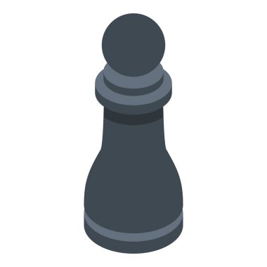 Black pawn icon, isometric style