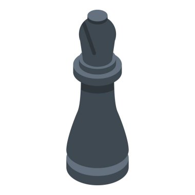 Black chess bishop icon, isometric style