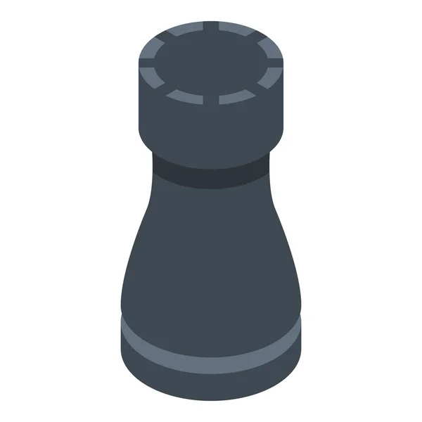 Black chess rook icon, isometric style — Stock Vector