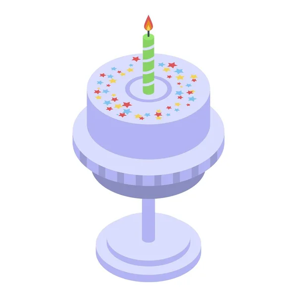 Піктограма кремового торта на день народження, ізометричний стиль — стоковий вектор