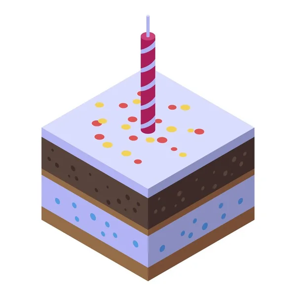 Square birthday cake icon, isometric style — 스톡 벡터