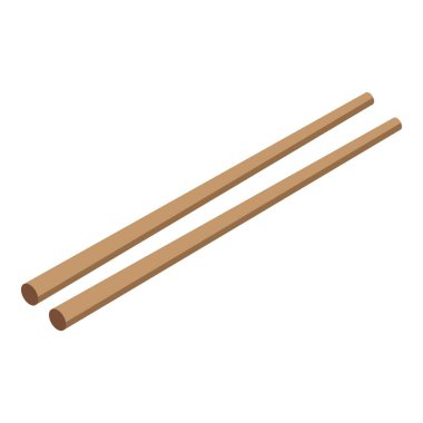 Wood chopsticks icon, isometric style