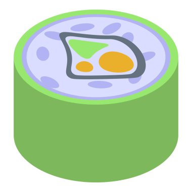 Green sushi roll icon, isometric style