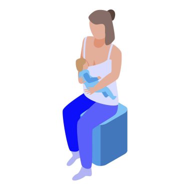 Mom breastfeeding icon, isometric style