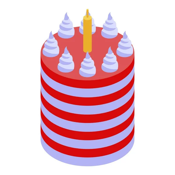 Slice cream birthday cake icon, isometric style — Stok Vektör