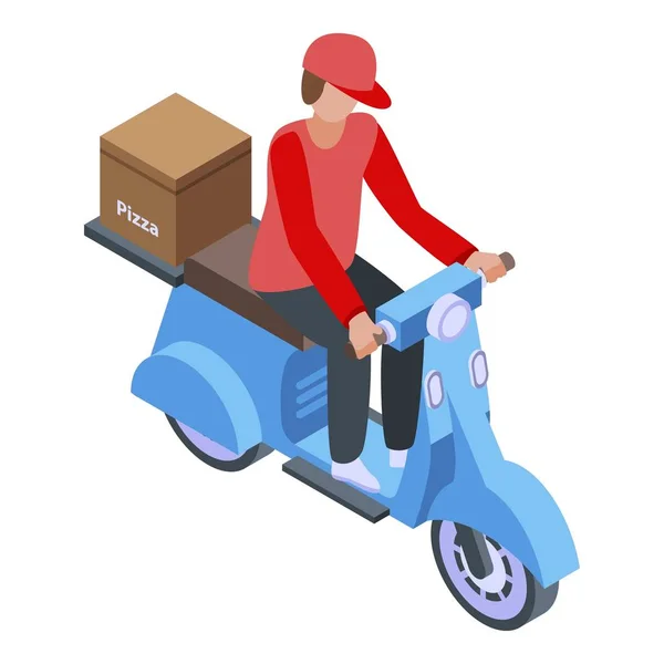 Bike pizza delivery icon, isometric style — Stock Vector