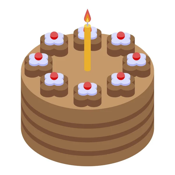 Торт квітка іконка дня народження, ізометричний стиль — стоковий вектор