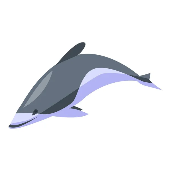 White grey dolphin icon, isometric style — Stock Vector