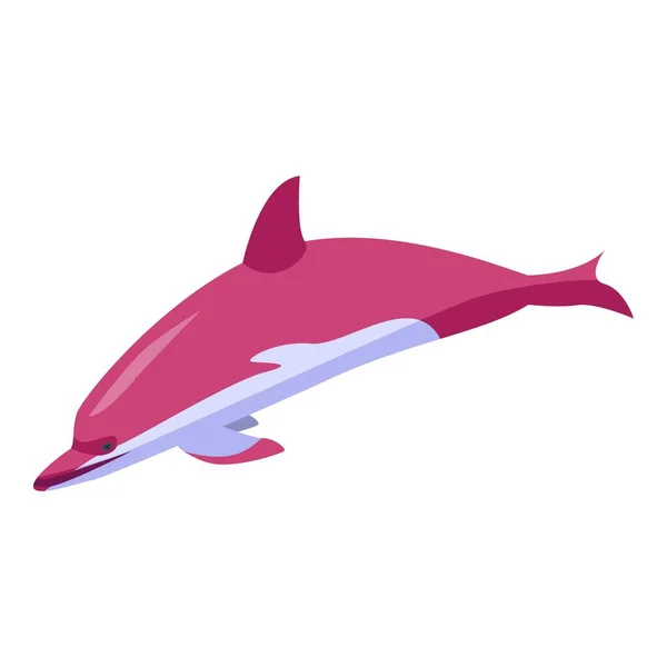 Rózsaszín delfin ikon, izometrikus stílus — Stock Vector