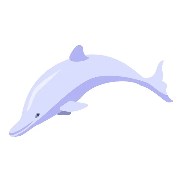 Fehér delfin ikon, izometrikus stílus — Stock Vector