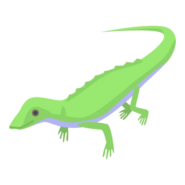 Green lizard icon, isometric style — Stock Vector