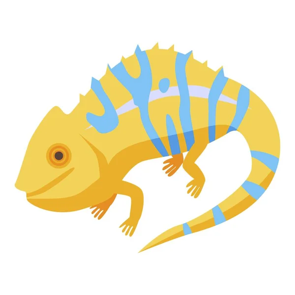 Icône caméléon bleu jaune, style isométrique — Image vectorielle