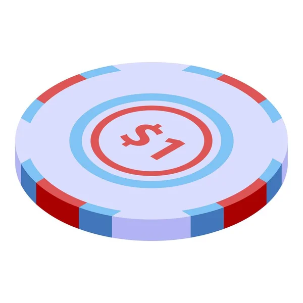 Un dólar casino chip icono, estilo isométrico — Archivo Imágenes Vectoriales