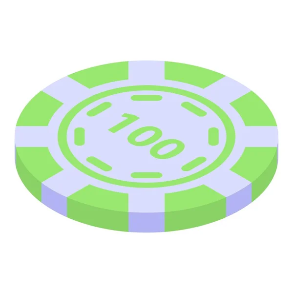 Icône puce de casino vert, style isométrique — Image vectorielle