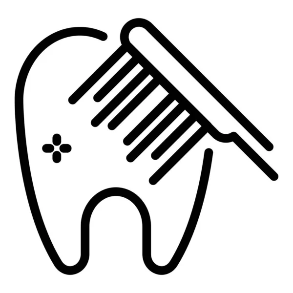 歯ブラシブラッシング歯のアイコン、アウトラインスタイル — ストックベクタ