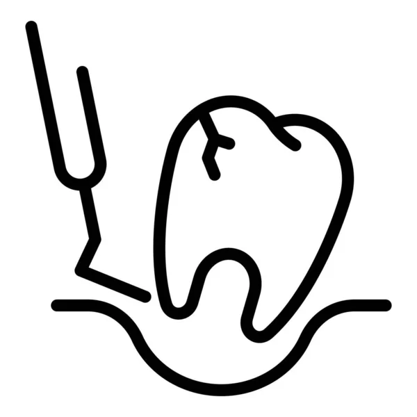 Αφαίρεση μιας άρρωστης εικόνας δοντιού, περίγραμμα στυλ — Διανυσματικό Αρχείο