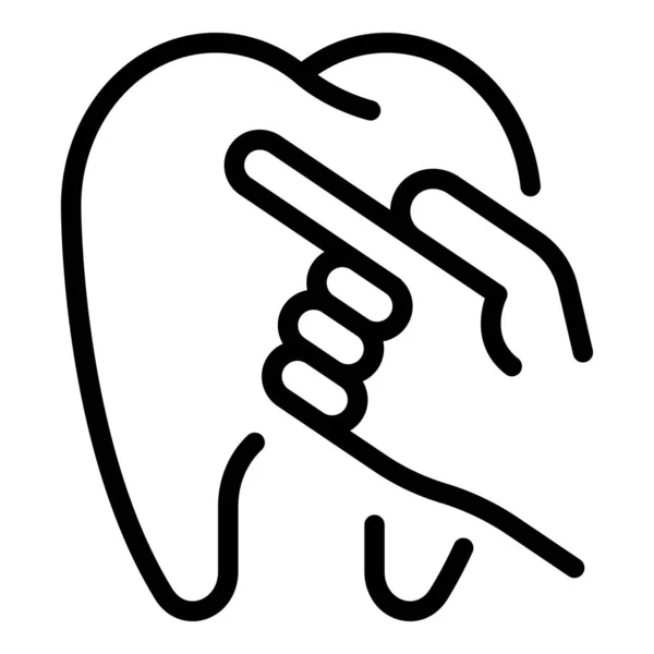 Zahn-Finger-Symbol, Umrissstil — Stockvektor